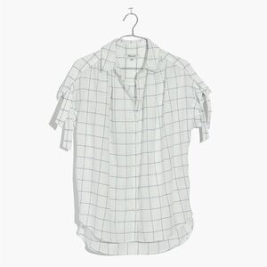 Madewell Central Tie-Sleeve Shirt in Windowpane size XS